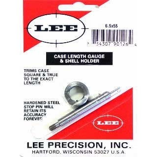 The LEE Precision Case Length Gauge for 6.5x55 Swede ensures precise trimming and squaring of case mouths, enhancing your reloading accuracy with ease.