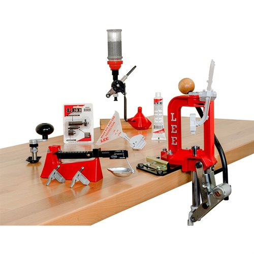 The LEE 50TH ANNIVERSARY CHALLENGER KIT features a Breech Lock Challenger Press, quick-change bushing, and essential tools for efficient reloading.