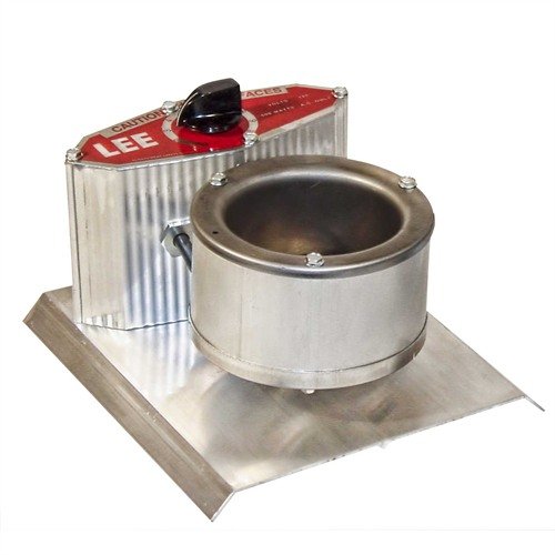 The LEE Precision Melter 110V features infinite heat control and melts 4 pounds of metal in under 15 minutes, perfect for serious shooters using 4-cavity molds.