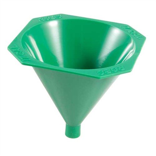 The RCBS Powder Funnel for 17 to 20 caliber features a drop tube to prevent spills, a non-stick surface, a square lip for stability, and fits WSM cartridges.
