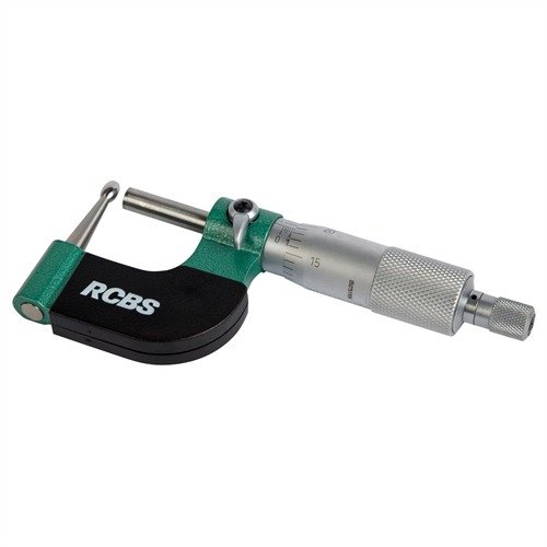 The RCBS Vernier Ball Micrometer offers precise case neck thickness measurement with a range of 0-1", accuracy of .0001", and a durable all-metal design.