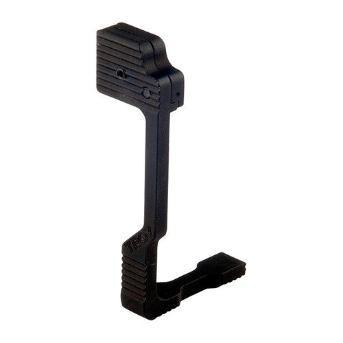 The TROY Industries Ambidextrous Bolt Release allows quick bolt operation with your trigger finger, enhancing speed and efficiency while keeping your hand on the grip.
