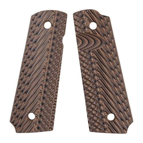 Enhance your grip with VZ Grips' 1911 Operator II G10 Grips, featuring rugged G10 fiberglass, CNC machined texturing, and a thumb recess for optimal control.