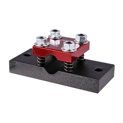 The Viper Barrel Vise is made from durable 6061 aluminum, featuring a sturdy 1" thick base, support springs for stability, and accommodates 0.77" to 1.3" OD barrels.