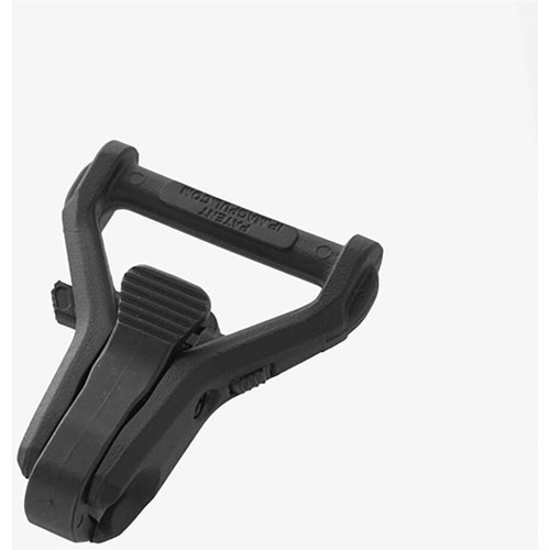 The MAGPUL PARACLIP is a durable, clip-style attachment for 1-1/4" webbing, compatible with various sling mounts, featuring a secure locking bar for added safety.