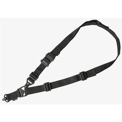 The MAGPUL MS3 GEN2 Single QD Sling offers rapid one/two-point conversion, a low-profile adjuster, and durable, snag-free webbing for versatile comfort.