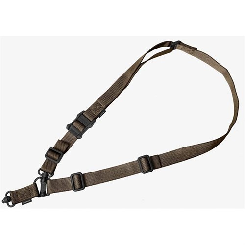 The MAGPUL MS4 GEN2 Dual QD Sling offers versatile one/two-point conversion, featuring Push-Button QD Sling Swivels for quick attachment and compatibility.