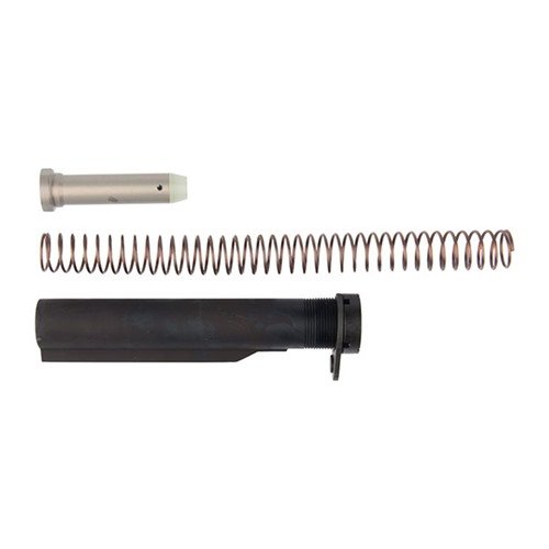 The Bravo Company AR-15/M16 MIL-SPEC Buffer Tube Assembly includes all parts for easy stock mounting, featuring durable 7075-T6 aluminum and high-tensile steel components.