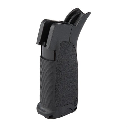The AR-15 MOD-2 Gunfighter Grip offers ergonomic control, durable polymer construction, a storage compartment, and customizable backstraps for optimal comfort.