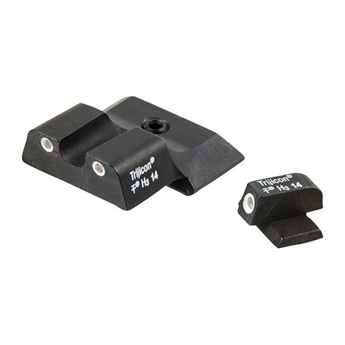 Upgrade your Smith & Wesson M&P Shield with AmeriGlo's Classic Tritium Night Sight Set, featuring easy-to-see white outlined green Tritium vials for enhanced visibility.