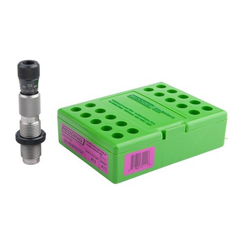 Redding's Micro-Adjustable Taper Crimp Die .223 allows precise adjustments without removing the die, perfect for high-volume reloaders with its double-ended sleeve.