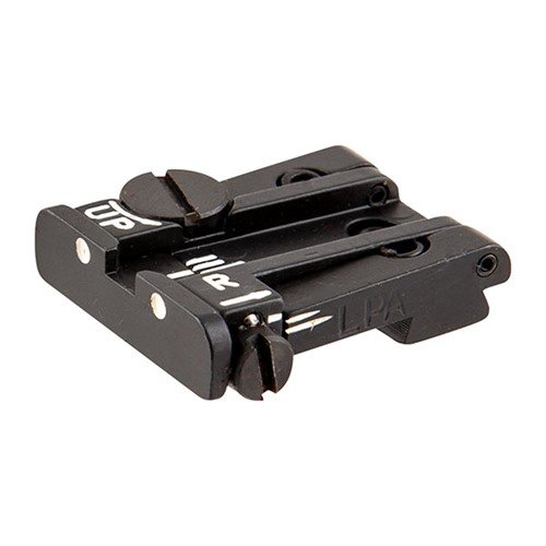 Upgrade your SIG Sauer P Series with this L.P.A. adjustable rear sight, featuring easy installation, windage and elevation adjustments, and solid steel construction.