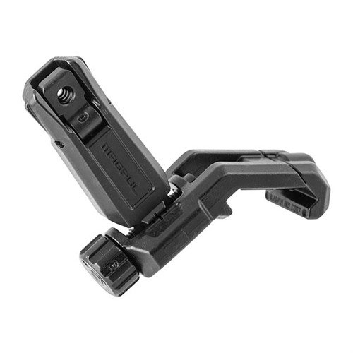 The MAGPUL MBUS Pro Offset Rear Sight offers durable steel construction, tool-less windage adjustment, and dual apertures for reliable aiming in critical situations.