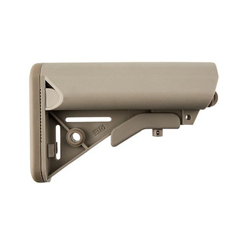 The B5 Systems AR-15 Enhanced SOPMOD Stock offers improved cheekweld, waterproof storage, and a secure fit with intuitive adjustments for enhanced shooting comfort.