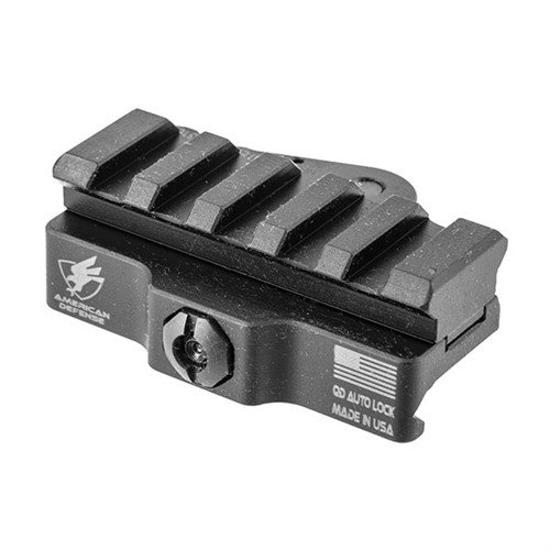 The American Defense Manufacturing Quick-Release Mount offers a secure, easy-on/easy-off system for versatile accessory attachment on Picatinny rails.
