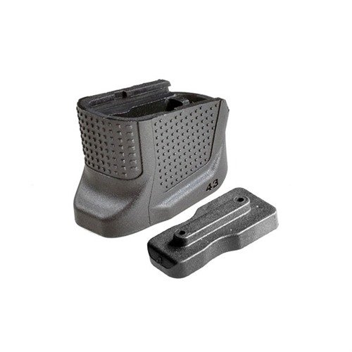 Enhance your Glock 43 with the Strike Industries E.M.P, offering +2 capacity, improved grip for better control, and a snag-free design for smooth reloading.