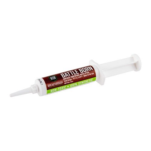 BATTLE BORN GREASE offers premium protection for moving parts in extreme temperatures, is non-toxic, and ideal for firearms, knives, and fishing reels.