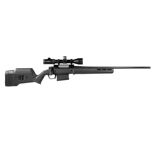 The Magpul Hunter 700 LA stock offers adjustable length of pull and comb height, M-LOK compatibility, and a durable aluminum bedding block for Remington 700 LA.