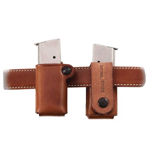 The Galco SMC™ Single Magazine Carrier offers a secure, ambidextrous design in premium saddle leather, fitting belts up to 1 3/4" for a custom fit.