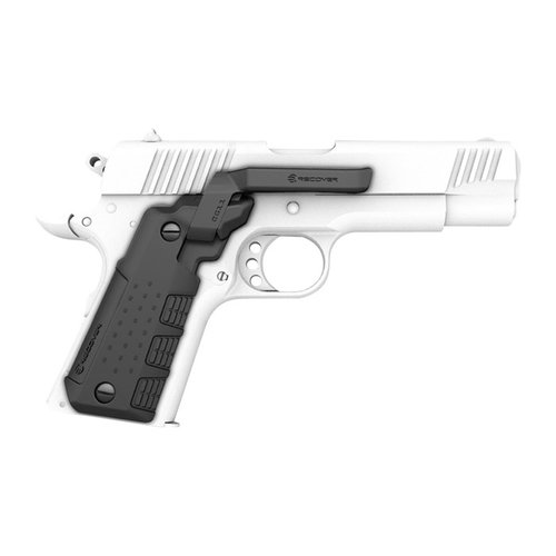 The CG11 Clip & Grip for the compact 1911 features an integrated stowable clip, ensuring holster compatibility while allowing quick carry mode changes.