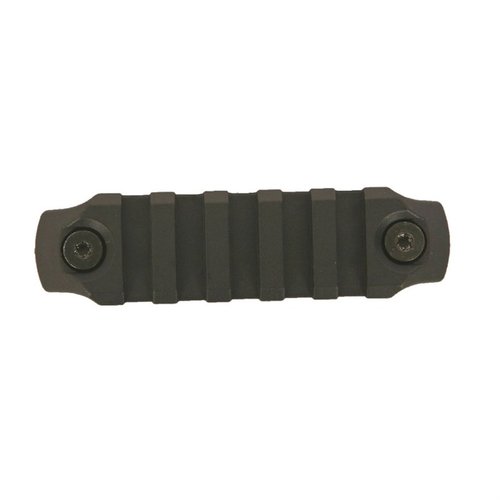 Lightweight, snag-resistant KEYMOD Picatinny rail sections in 3, 4, and 5.5 inches, made from impact-resistant polymer with corrosion-resistant stainless steel hardware.