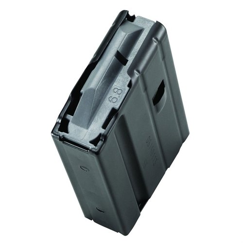 C-PRODUCTS AR-15 5RD 6.8 SPC MAGAZINE features durable stainless steel construction, anti-tilt follower, and matte black finish for reliable performance and stealth.