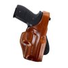 The Galco PLE Paddle Holster features a thumb break retention strap for safety, quick draw capability, and premium saddle leather, fitting belts up to 1 3/4".