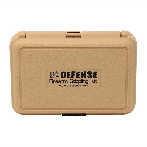Enhance your firearm's grip with the Oregon Trail Defense Stippling Kit, featuring a precision wood burner and six interchangeable tips for customized textures.