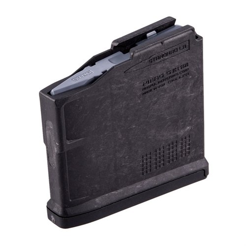 The PMAG 5 AC L is a durable, lightweight polymer magazine for .30-06 cartridges, featuring a 5-round capacity, self-lubricating follower, and compatibility with AICS systems.