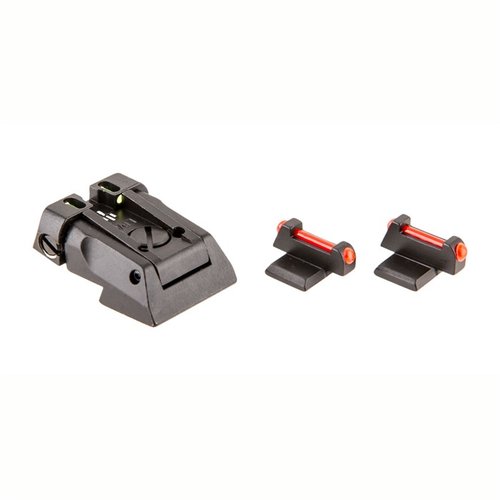 Upgrade your 1911 with Fusion Firearms' fully adjustable Fiber Optic Dovetail Sight Set, featuring precision click adjustments for windage and elevation.