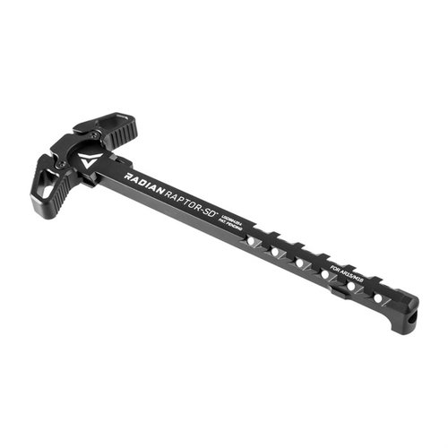 The Radian Weapons Raptor-SD Charging Handle features a silencer-optimized design, ambidextrous operation, and durable 7075-T6 aluminum construction for smooth performance.