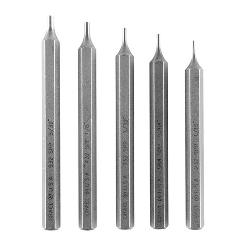 The Grace USA Short Pin Punch Set features high carbon molybdenum steel, precision engineering, and a hex stock design for stability in detailed gunsmithing tasks.