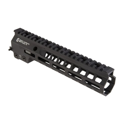 The Geissele MK14 Super Modular Rail features a slim profile, M-LOK slots for extensive accessory mounting, and a durable free-float design for enhanced performance.