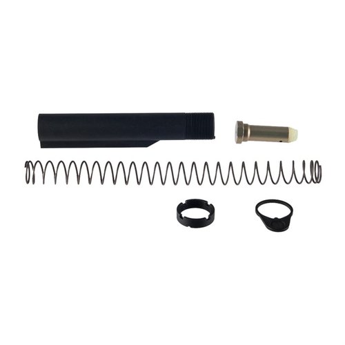 The Aero Precision AR .308 M5 Carbine Buffer Tube Kit features a durable 7075-T6 aluminum tube with six positions, complete with a .308 buffer, spring, and castle nut.