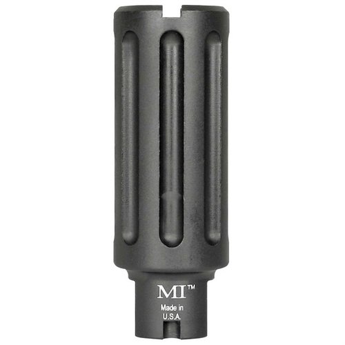 The Midwest Industries AK-47 Blast Can Compensator redirects muzzle blast forward, enhancing safety with a lightweight, durable 6061 aluminum design.