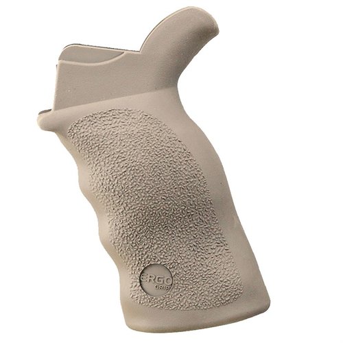 The ERGO Tactical Deluxe Grip offers enhanced palm swell, superior SureGrip® texture, ambidextrous design, and is perfect for larger hands, ensuring a secure hold.