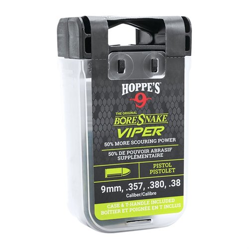 The Pistol Viper Bore Snake offers an all-in-one cleaning solution with 50% more scrubbing surface, built-in brushes, and a protective bore guide for easy maintenance.