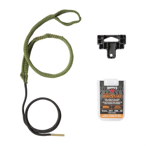 The HOPPES Pistol Bore Snake offers fast, pull-through cleaning with a built-in bronze brush, scrubbing and oiling your handgun barrel in minutes, all in a compact case.