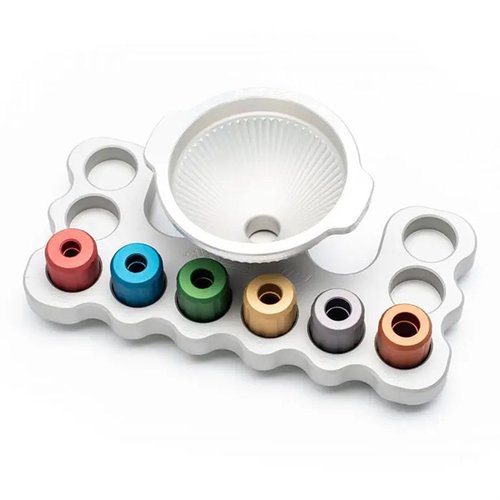 The AREA 419 Master Funnel Kit features interchangeable, caliber-specific heads for maximum flow, a static-free aluminum design, and a secure storage block.