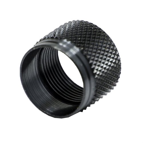 Protect your threaded muzzle with the GrovTec Muzzle Thread Protector; durable steel, knurled grip for easy use, and a sleek finish when not in use.