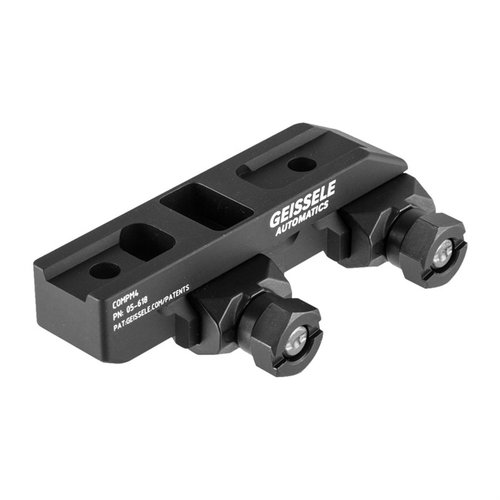 The Geissele Super Precision Aimpoint CompM4 Optic Mount ensures zero retention with a robust 7075-T6 aluminum design and secure nut-and-bolt attachment.
