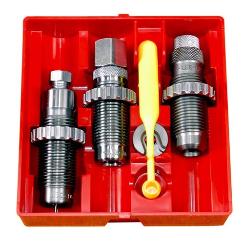 The LEE Precision Pistol Carbide 3-Die Set for 455 Webley Mark II includes essential dies for sizing, seating, and expanding, all without needing sizing lube.