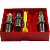The Lee Precision Steel 3-Die Rifle Set offers essential tools for reloading, including a Full Length Sizing Die, Bullet Seating Die, and Powder Through Expanding Die.