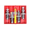 The LEE Precision 4-DIE Deluxe Pistol Die Set includes essential dies for sizing, seating, and crimping, ensuring precise reloads with ease and efficiency.