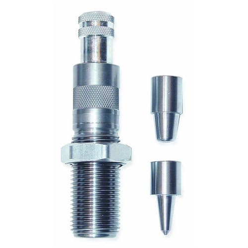 The Lee Universal Case Expanding Die flares case mouths smoothly for easy cast bullet loading, featuring neck plugs for calibres .22 to .45 for versatile reloading.