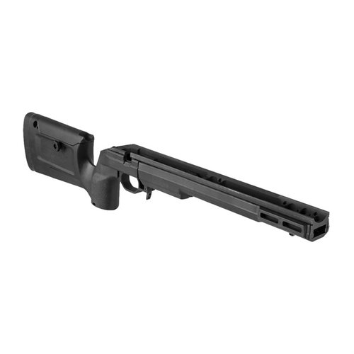 The Howa 1500 Bravo Chassis offers rigidity with a machined aluminum backbone, adjustable cheek riser, M-LOK compatibility, and fits AICS-pattern magazines.