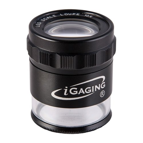 Enhance your precision with the iGaging 10X Magnifier featuring 8 LED lights and a 0.005" scale reticle for accurate measurements, all in a protective leather case.