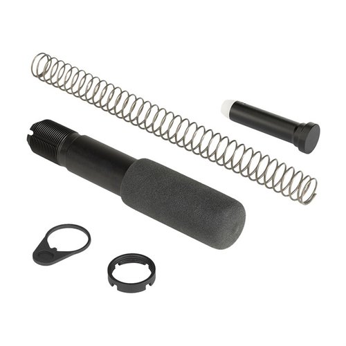 The Advanced Technology AR-15 Pistol Buffer Tube Assembly offers a durable, military-grade design with a padded cap, E-coated components, and a lifetime warranty.