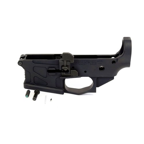 The American Defense UIC Lower Receiver boasts a 20-degree magwell for quick reloads, ambidextrous controls, and a Teflon finish for enhanced durability.