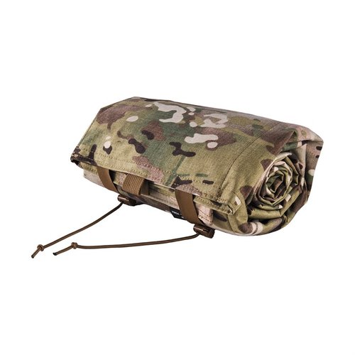The Armageddon Gear Ultralight Shooting Mat is lightweight at 1.9 lbs, made from durable Milspec 500D Cordura, and features a pocket for essential shooting gear.